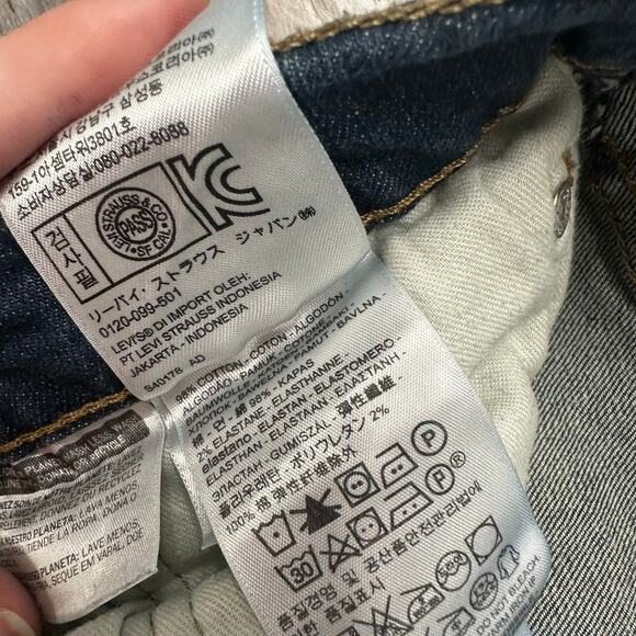 Levis 513 Dark Wash Faded Blue Mens 36x30 Slim Straight Fit Denim Jeans Red Tab - Picture 4 of 12